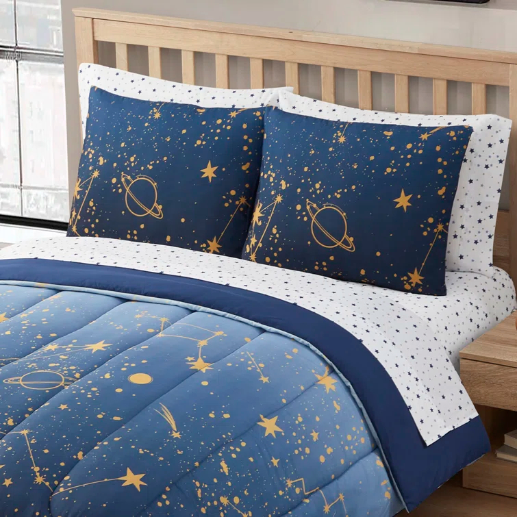 Sweet Home Collection Kids Galaxy Printed Bed in a Bag Comforter & Sheet Set