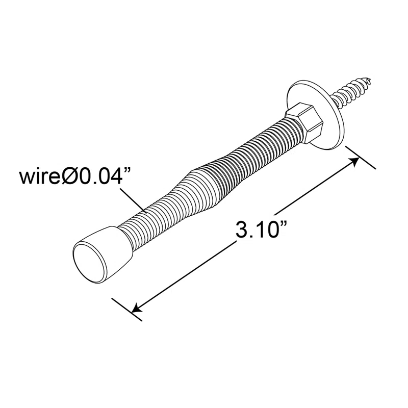 Prime-Line Door Stop, Spring Steel, Satin Nickel, Rubber Tip, Baseboard Mount (Single Pack)