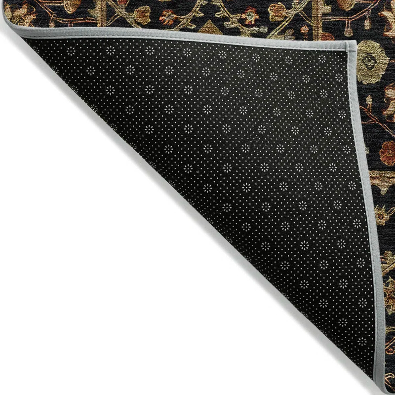 Machine Washable Indoor/Outdoor Cicel ACN1130 Black Rug