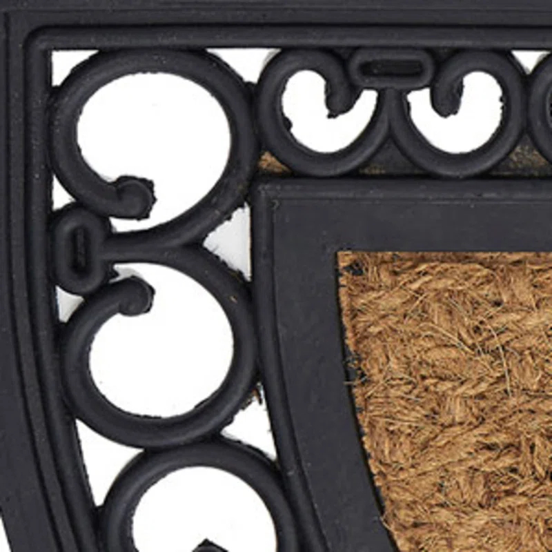 Bloomsbury Market Aeries Recycled Rubber Door Mats, Non-Slip/Skid Rubber Backing, 18" W X 30" L, Rectangle, Welcome Scrolls