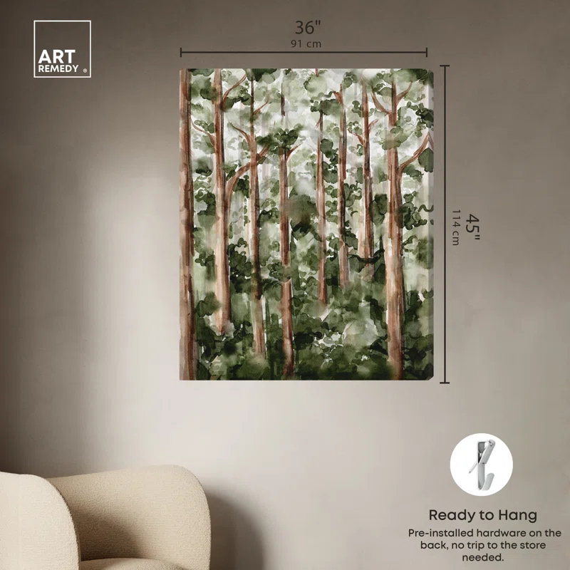 Art Remedy Art Remedy Wildy Forest Framed Landscape Watercolor Style 56937