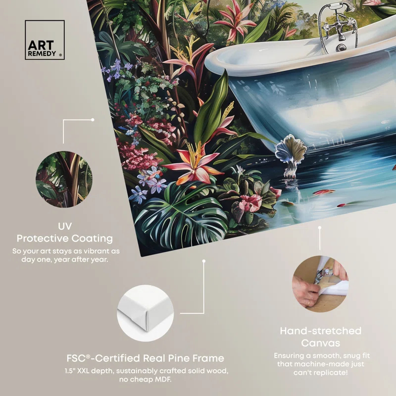 Art Remedy Paradise Bathtub Tropical Bathroom Wall Art by Art Remedy