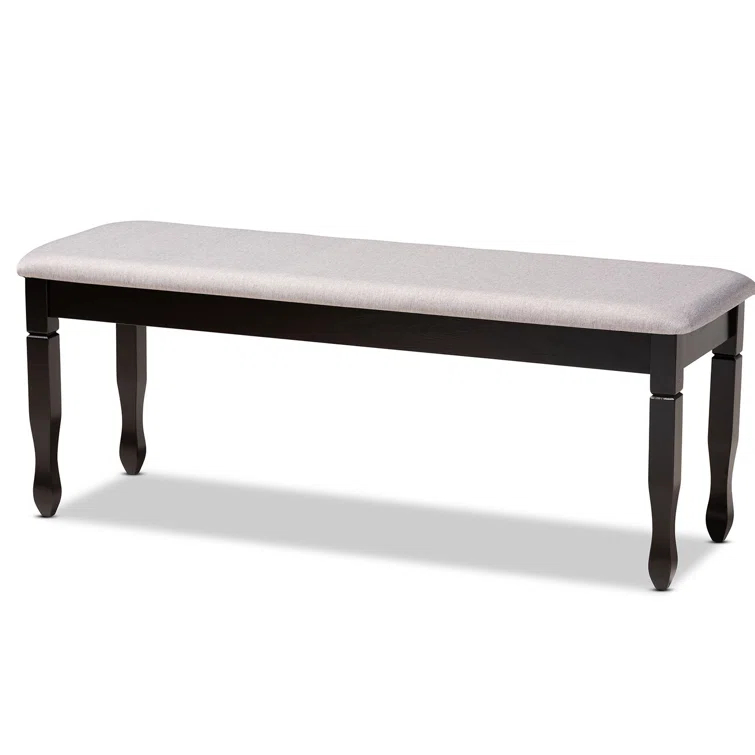 Charlton Home® Gethyn Grey Fabric Upholstered Bench With Dark Brown Finished Wood, 18.9'' H X 47.8'' W X 16.1'' D
