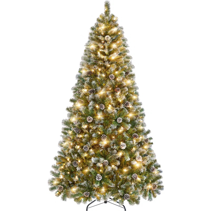 Pinecone-decorated Frosted Artificial Christmas Tree