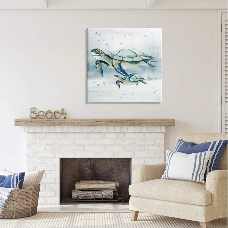 Stupell Industries " Baby Sea Turtle Bubbles " by Janet Tava