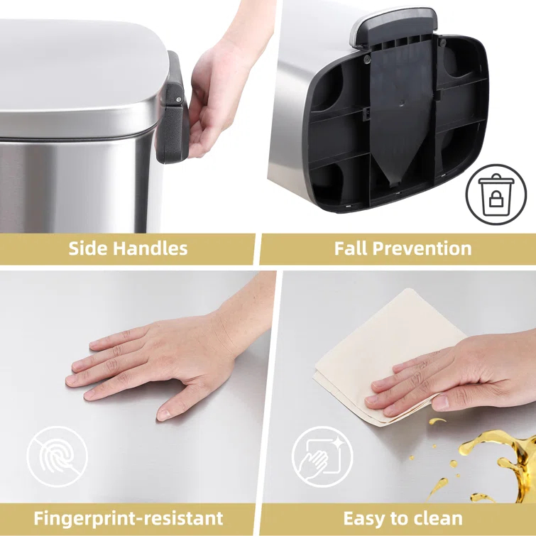 Sangdo Steel 13 Gallon Step on Trash Can | Wayfair