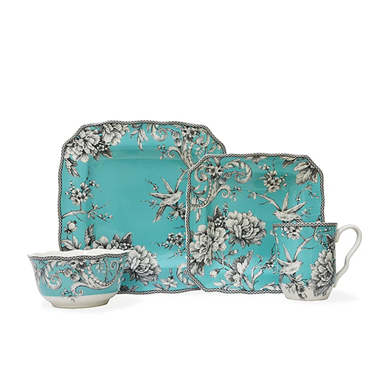 222 Fifth 222 Fifth Adelaide 16-Piece Porcelain Floral Dinnerware Set - Service For 4