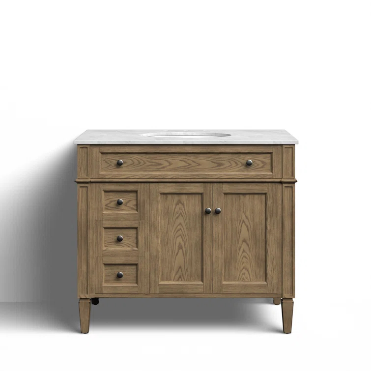 Rivers 40" Free-Standing Single Bathroom Vanity Set with Marble Vanity Top