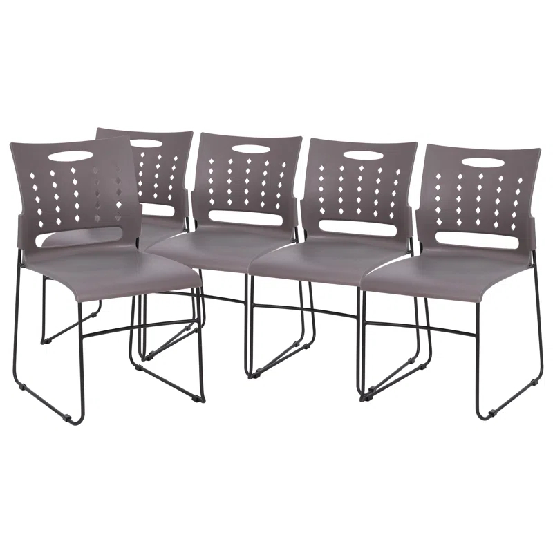 Heidi 881 lb. Capacity Sled Base Stack Chair with Air-Vent Back (Set of 5)