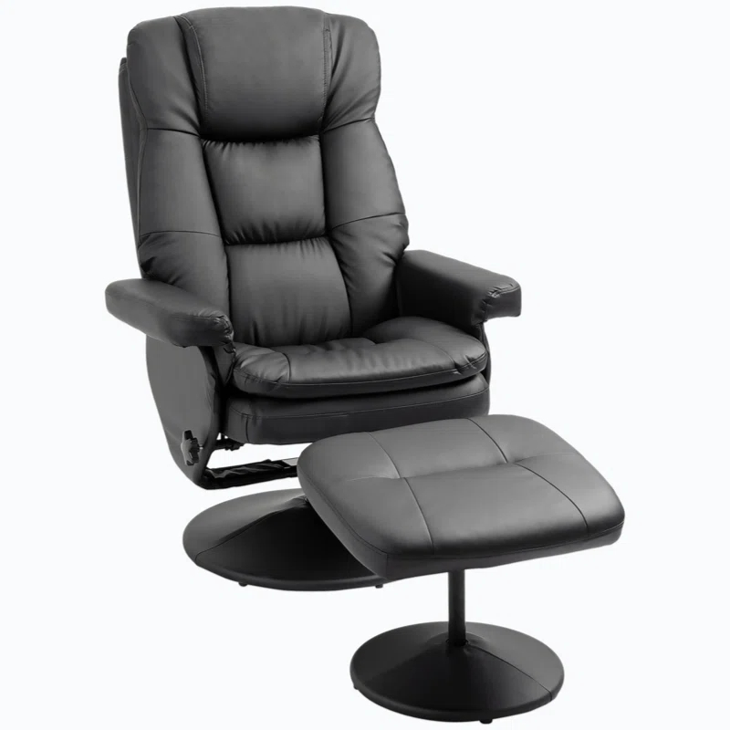 Faux Leather Recliner with Ottoman