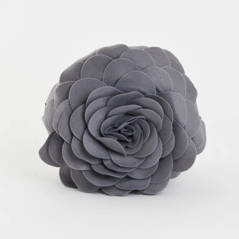 Saro Felt Collection Appliqued Felt Throw Pillow