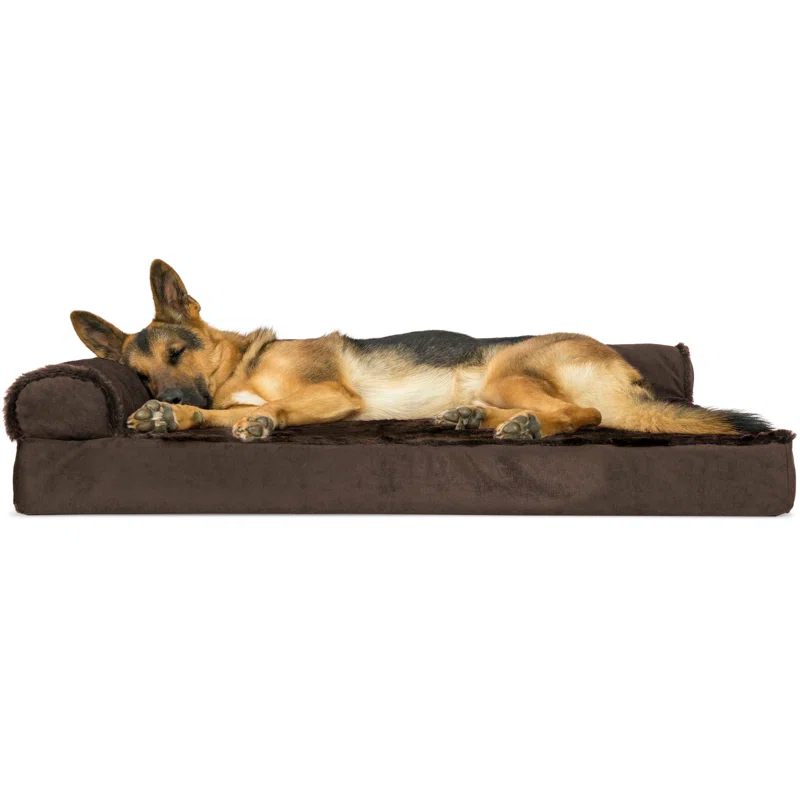FurHaven Plush & Velvet Deluxe L-Chaise Orthopedic Pet Bed