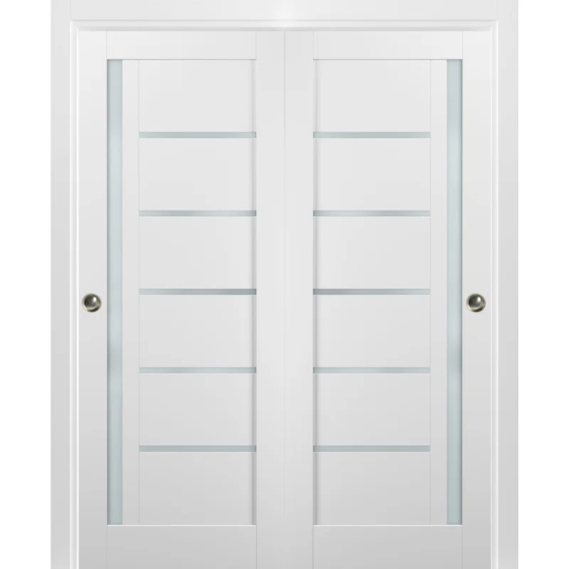 SARTODOORS Quadro Frosted Glass Sliding Closet White Doors