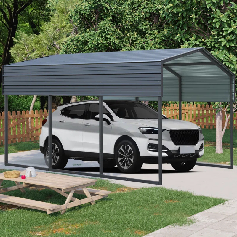 HomeViewto Outdoor Carport, 10 X 15 FT Carport, Heavy Duty Carport Canopy With Galvanized Steel Roof And Frame, Metal Carport Large Garage For Driveway Car, Truck
