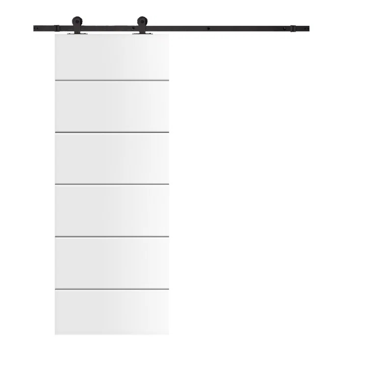 Calhome 80'' Hollow Paneled Primed with Installation Hardware Kit Barn Door