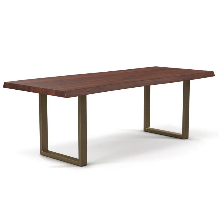 Brooks 92" Rectangular Americano Acacia Wood and Brass Dining Table