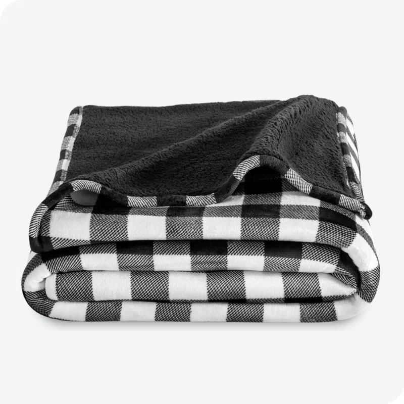 Bare Home Bare Home Printed Sherpa Fleece Blanket - Warm & Lightweight - Soft Plush Blanket - Reversible