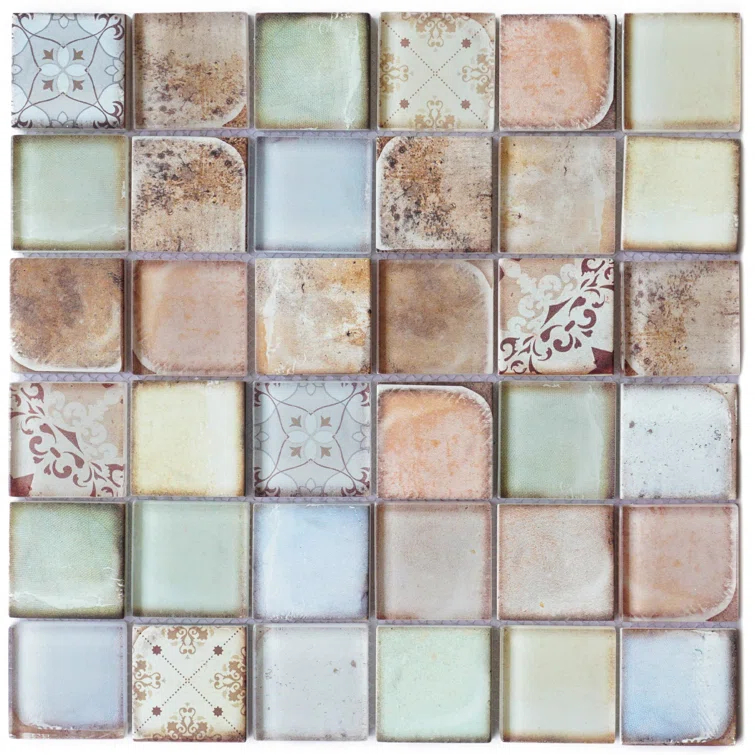 Supreme Tile Classic Roman 11.82 in. x 11.82 in. Squares Glossy Glass Mosaic Tile