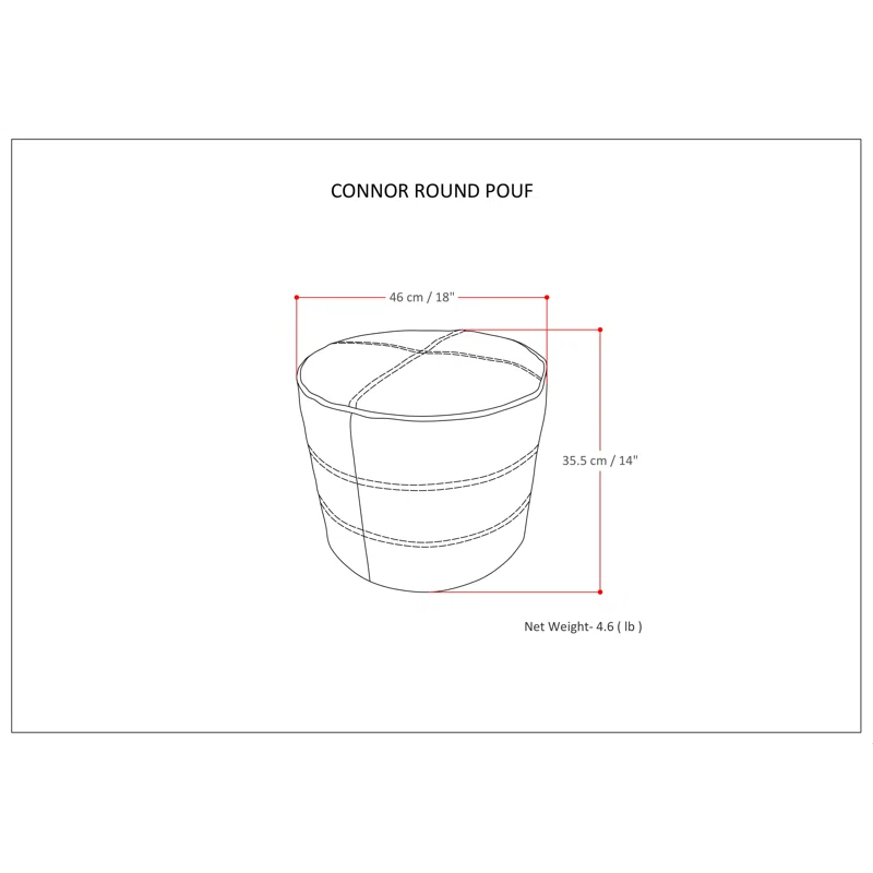 Simpli Home Connor 18"W Round Pouf