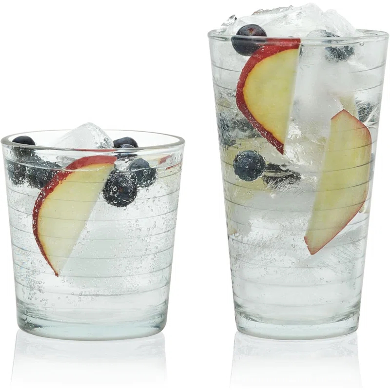 Textiles Hub Hoops 16-Piece Tumbler And Rocks Glass Set