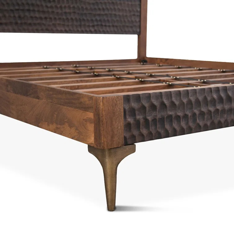 Santa Cruz Queen Dark Brown Mango Wood Platform Bed with Slats