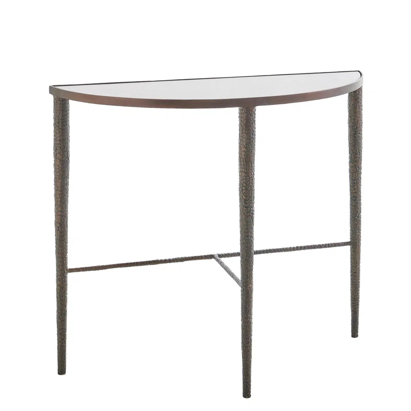 Global Views Hammered Console-Bronze w/White Marble