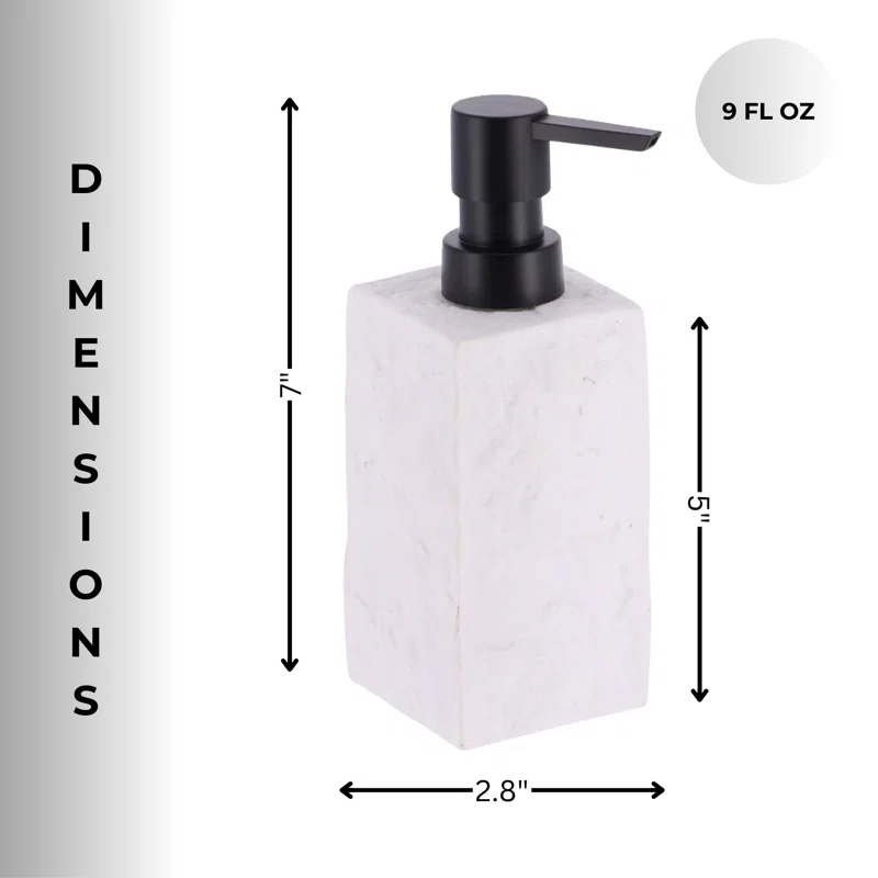 Evideco Stone Bath Square Resin Hand Soap & Lotion Dispenser