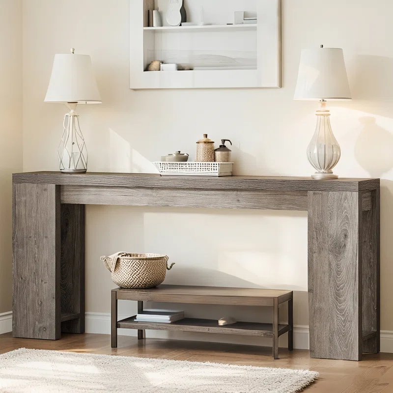 Millwood Pines 70.9" Console Table For Entryway, Farmhouse Wood Sofa Couch Tale