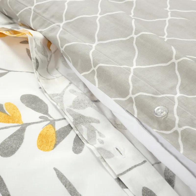 Lush Decor Yellow/Gray Cotton 3 Piece Duvet Cover Set
