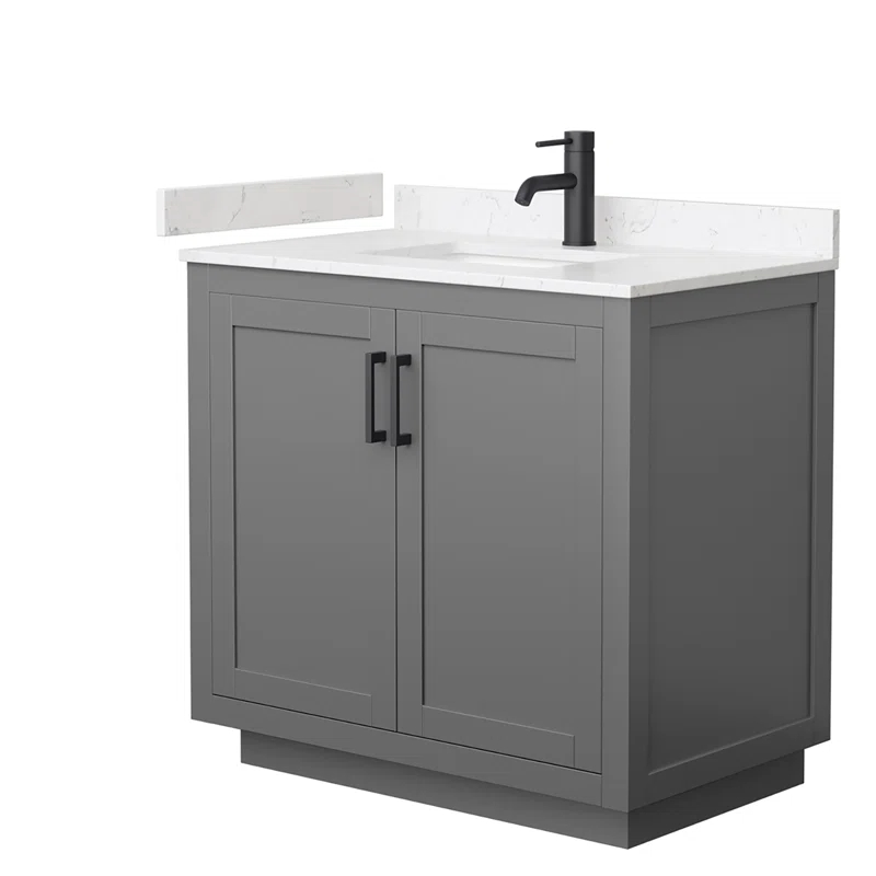 Wyndham Collection Miranda 36" Freestanding Single Bathroom Vanity with Cultured Marble Top