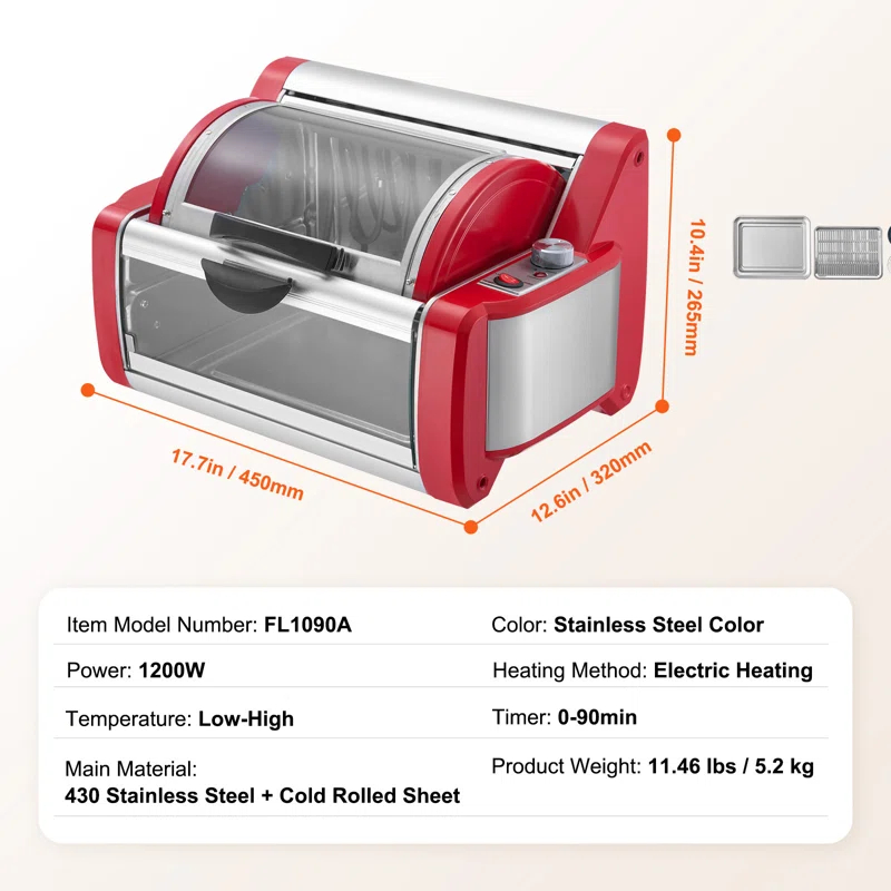 Stellweilan Tessberg Stainless Steel Shawarma Grill Machine Electric Gyro Rotisserie Doner