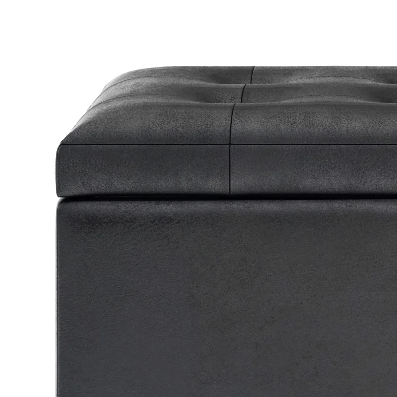 Simpli Home Cosmopolitan Faux Leather Ottoman