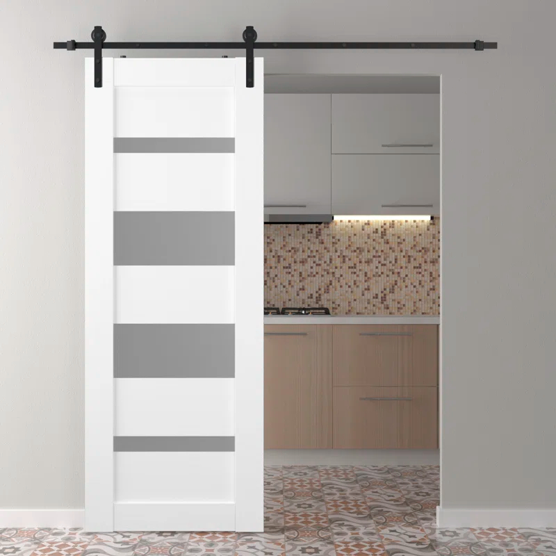 Belldinni Mirella 95.24'' Solid + Manufactured Wood Paneled with Installation Hardware Kit Barn Door