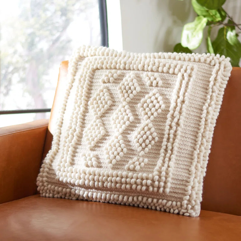 Safavieh Darvey Embroidered Wool Blend Reversible Throw Pillow