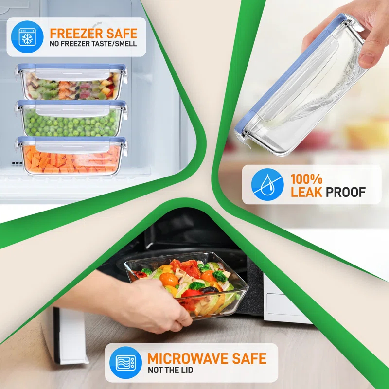 NutriChef 30oz. Glass Food Storage Container