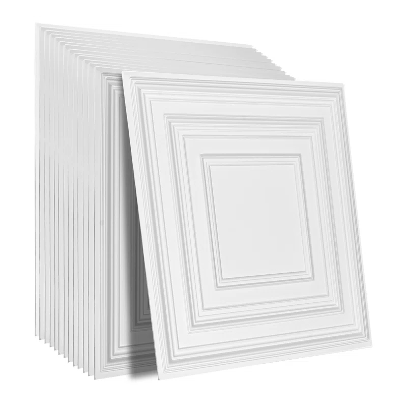 VEVOR Ceiling Tiles 12-Pack 24 x 24 in PVC Easy Installation White Peg Pattern | Wayfair