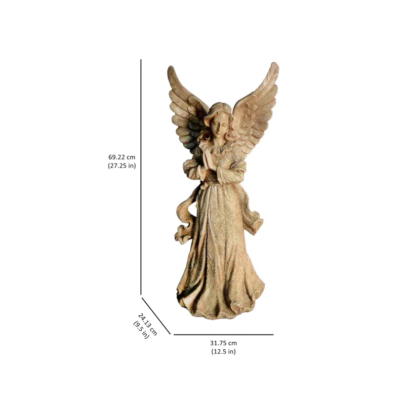 Hi-Line Gift Ltd. Sand Standing Angel with Wings Up Statue