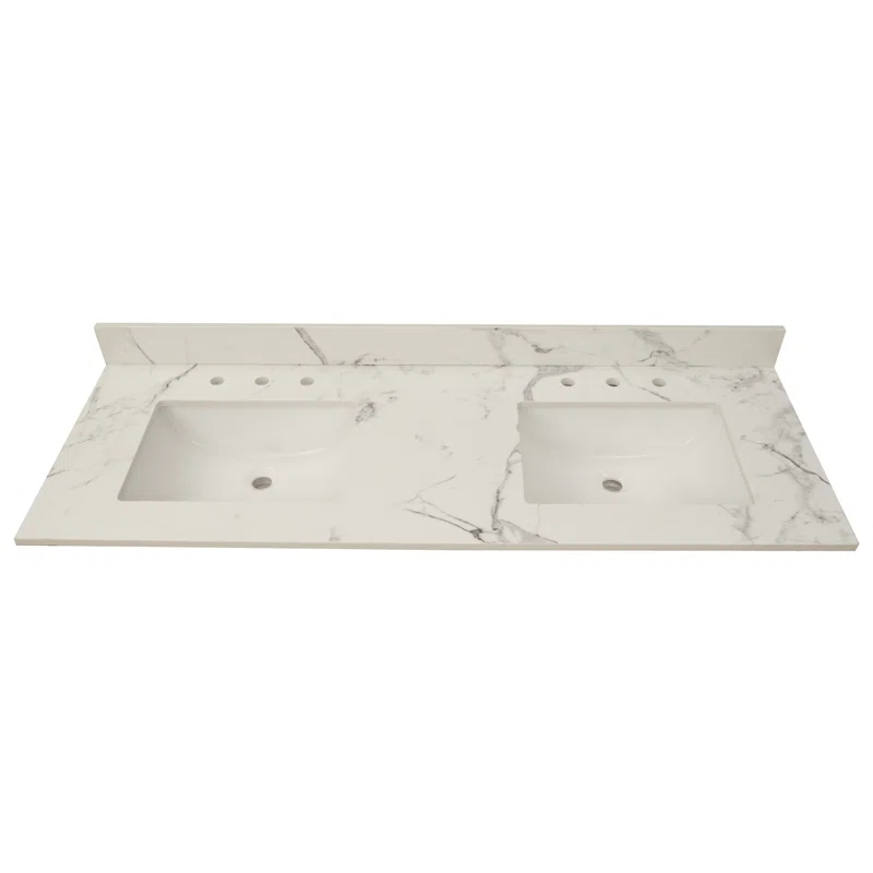 61 in. x 22 in. D Bathroom Vanity Top with Double Sinks