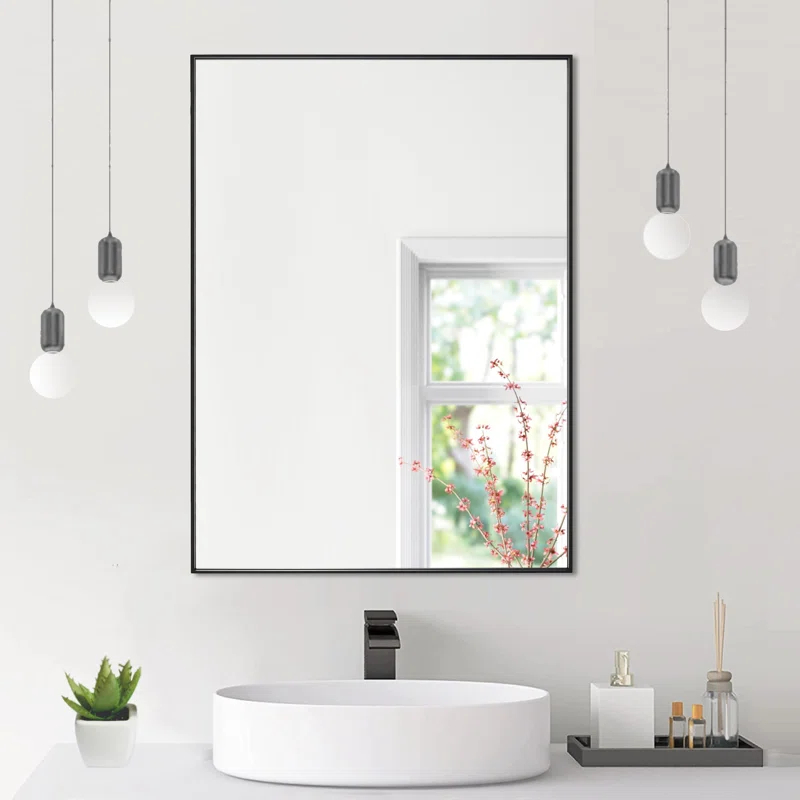 Ledel Modern & Contemporary Rectangle Bathroom Vanity Mirror Metal Framed Wall Mirror