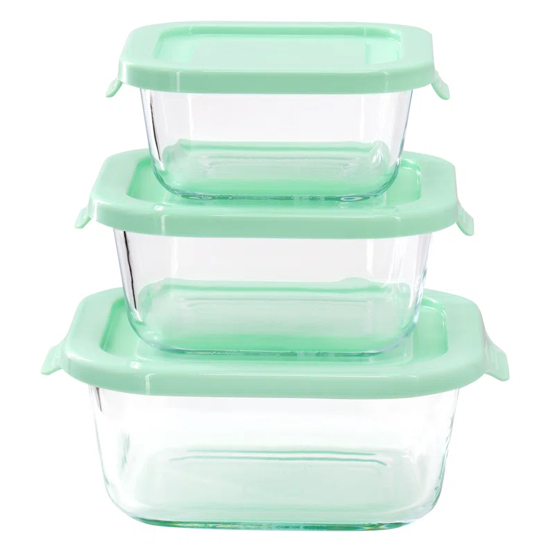 Martha Stewart Martha Stewart 12 Piece Glass Storage Container Set with Plastic Lids in Mint