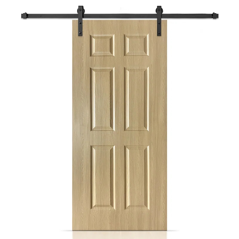 Calhome Hollow Core Oak Finished PVC Composite Interior Sliding Barn Door with Hardware Kit