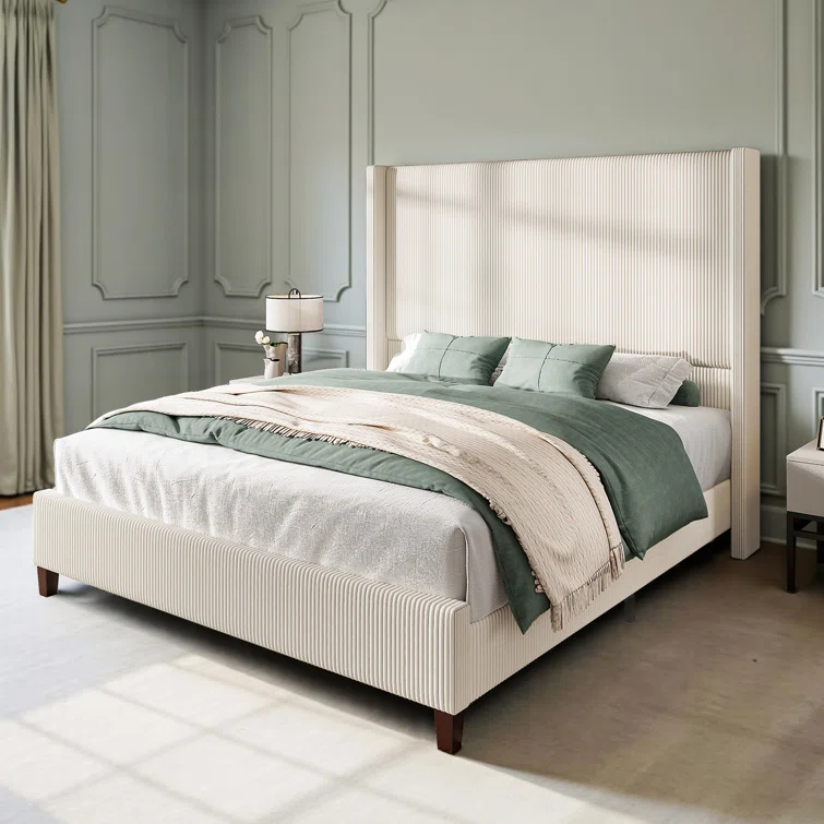 Dunwoody Upholstered Wingback Platform Bed