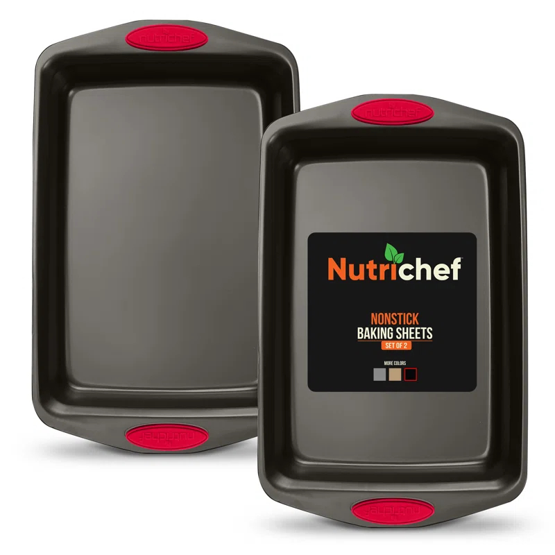 NutriChef Non-Stick Steel 2 Piece Baking Sheet Set (Set of 2)