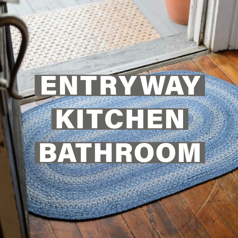 Damell Braided Non-Shedding Reversible Jute Blue Rug