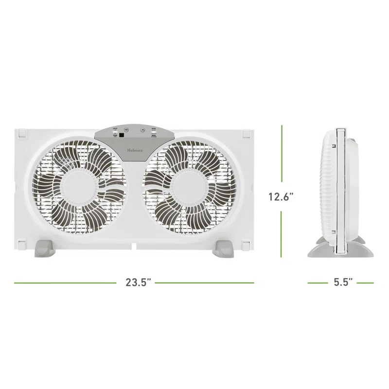 Holmes 9" Twin-Blade Digital Window Fan, Reversible Airflow, 3 Speeds, Remote Control
