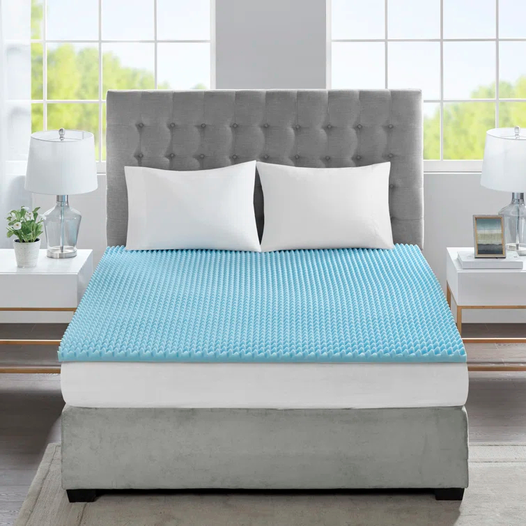 Madison Park 1.5" Gel Memory Foam All Season Reversible Cooling Mattress Topper