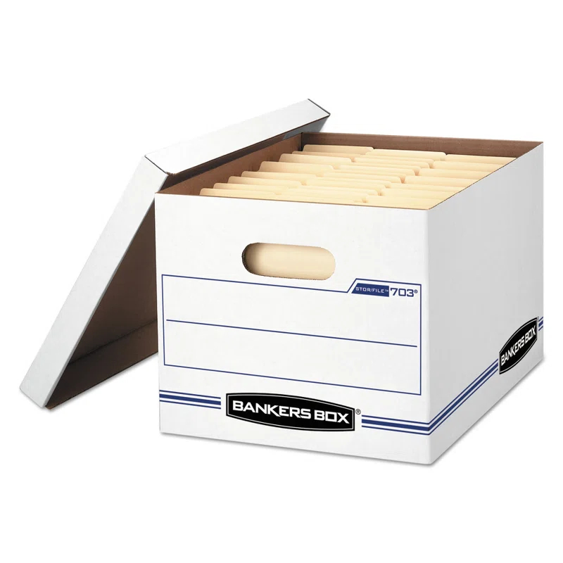 Bankers Box® Stor/File Box w/Lid & Handle, Ltr/Lgl, 12 x 15 x 10, WE/Blue, 12/Ctn