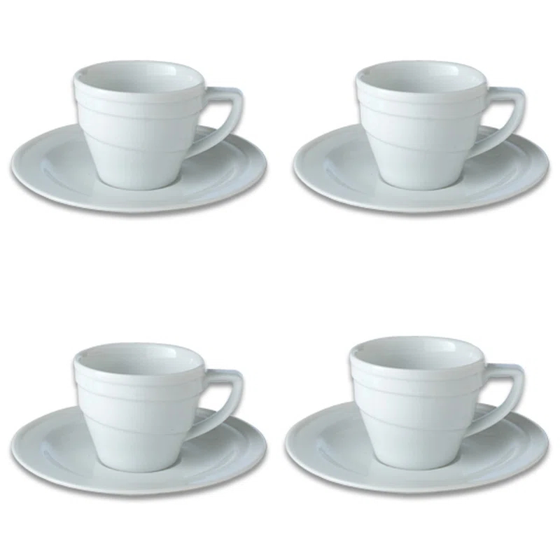 BergHOFF BergHOFF 4Pc Essentials Porcelain Espresso Cup 3.5 oz., and Saucers (Set of 4)
