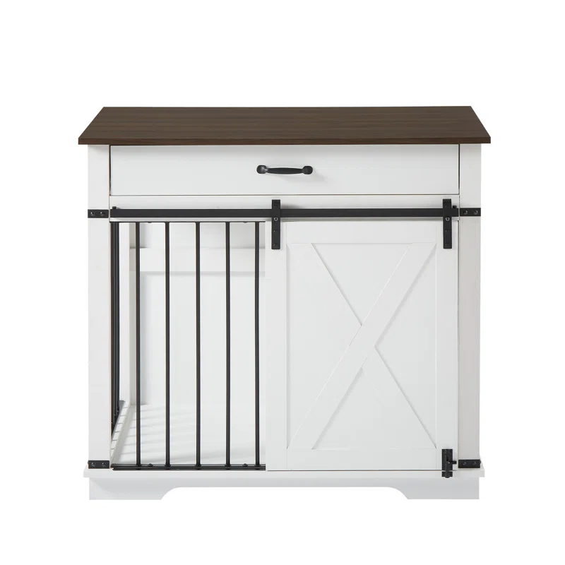 Tucker Murphy Pet™ 37.8''W Modern Dog Crate Furniture With Drawer And Sliding Door