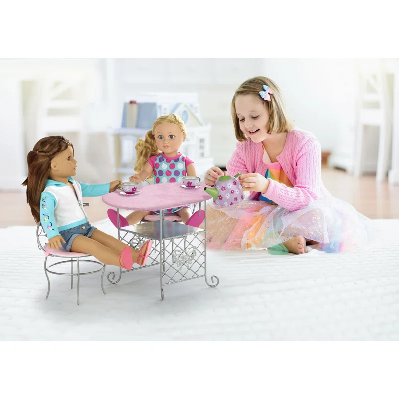 Badger Basket Tea Time Doll Table and Chair Set with Accessories